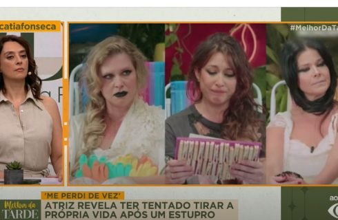 Catia Fonseca se emociona ao vivo ao repercutir relato impactante de Gisele Itié sobre estupro